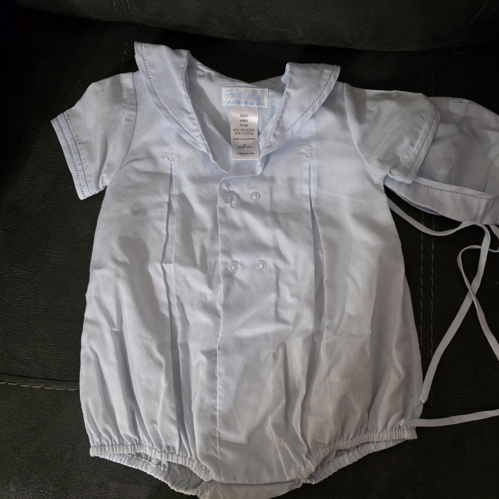 Petit Ami Light Blue Boys' Sailor One-Piece